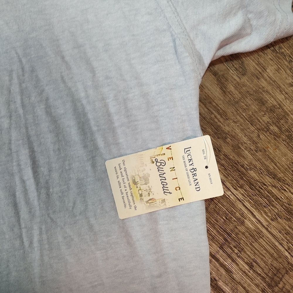 Lucky Brand Venice Burnout Top Size L Light Grey - Picture 9 of 11